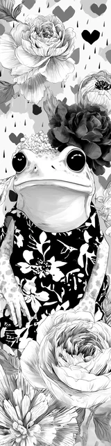 Free printable frog bookmark to color featuring a frog wearing a casual dress